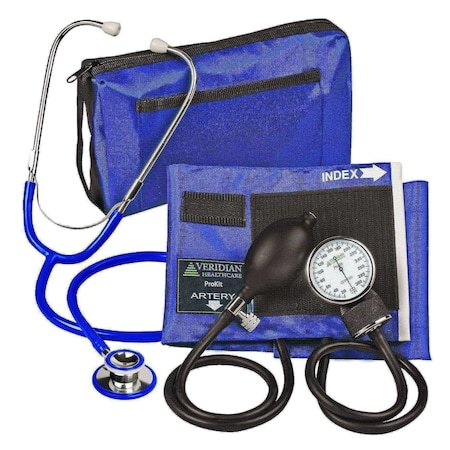 Veridian Healthcare ProKit Aneroid Sphygmomanometer With Dual-Head Scope, Adult, Royal Blue 02-12703
